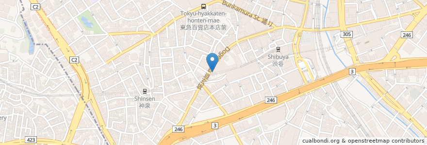 Mapa de ubicacion de 餃子の王将 en Japón, Tokio, Shibuya.