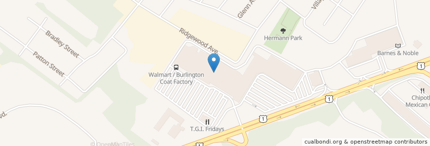 Mapa de ubicacion de Walmart Supercenter en Соединённые Штаты Америки, Нью-Джерси, Middlesex County, North Brunswick Township.