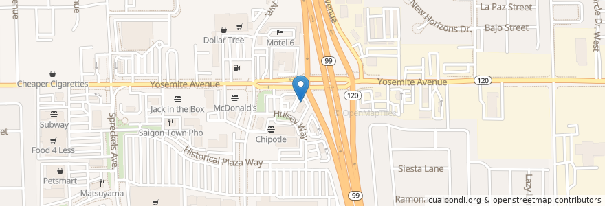 Mapa de ubicacion de Starbucks en United States, California, San Joaquin County, Manteca.