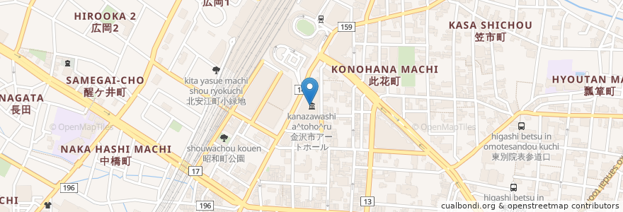 Mapa de ubicacion de ポルテ金沢駐車場 en Япония, Исикава, 金沢市.