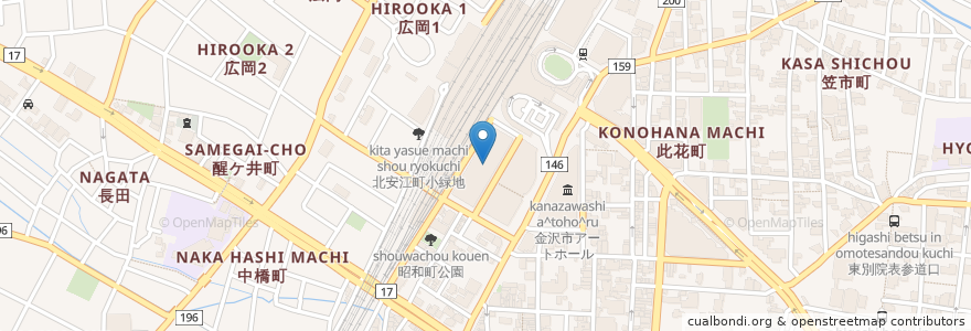 Mapa de ubicacion de 石川県立音楽堂 駐車場 en 일본, 이시카와현, 金沢市.
