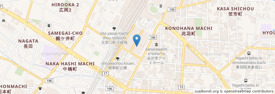 Mapa de ubicacion de 金沢駅東駐車場 en 일본, 이시카와현, 金沢市.