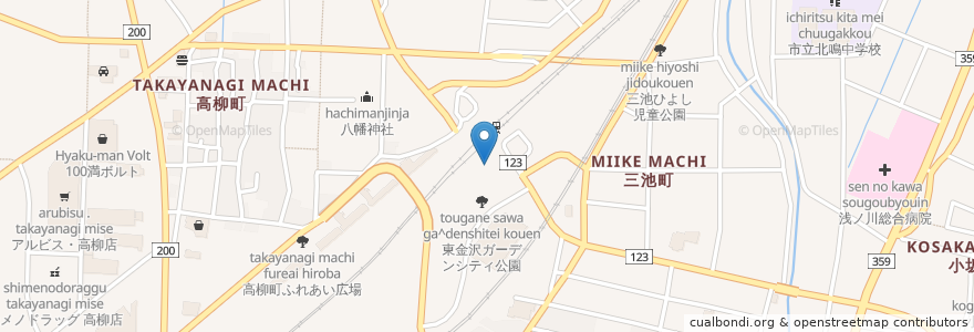 Mapa de ubicacion de 東金沢駅東自転車駐車場 en Japan, Präfektur Ishikawa, 金沢市.