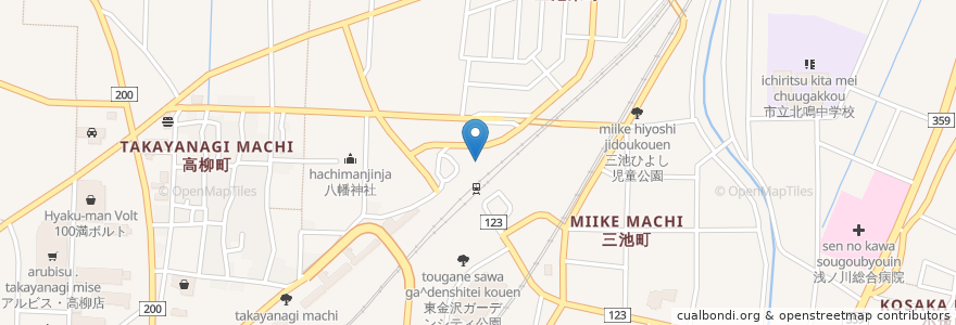 Mapa de ubicacion de 東金沢駅西自転車駐車場 en Jepun, 石川県, 金沢市.