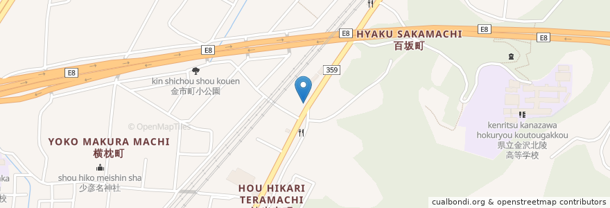 Mapa de ubicacion de 百坂自転車駐輪場 en 日本, 石川県, 金沢市.