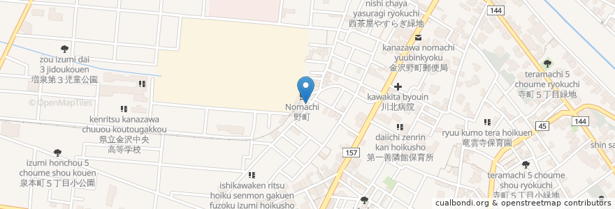 Mapa de ubicacion de 野町駅前自転車駐車場 en Japonya, 石川県, 金沢市.