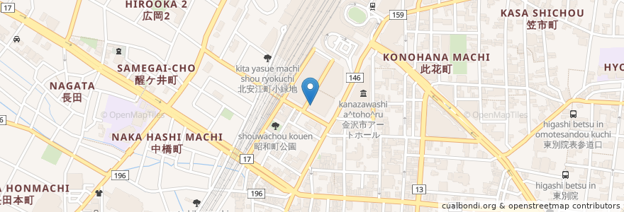 Mapa de ubicacion de 金沢駅東自転車駐車場 en Japão, 石川県, 金沢市.