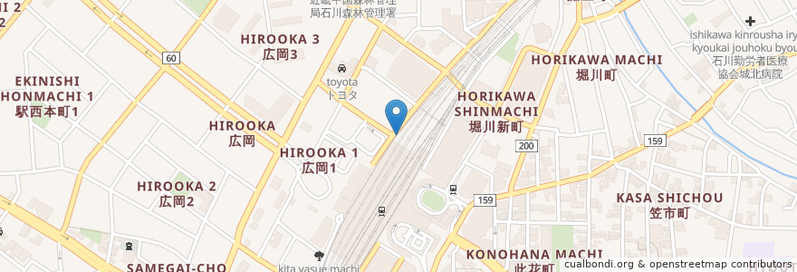Mapa de ubicacion de 金沢駅第１自転車駐車場 en 日本, 石川県, 金沢市.