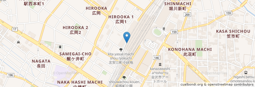 Mapa de ubicacion de 金沢駅第２自転車駐車場 en Jepun, 石川県, 金沢市.