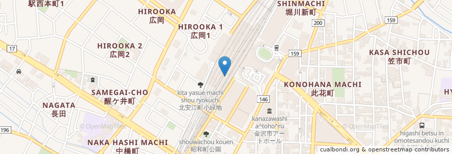 Mapa de ubicacion de 金沢駅第３自転車駐車場 en 日本, 石川県, 金沢市.