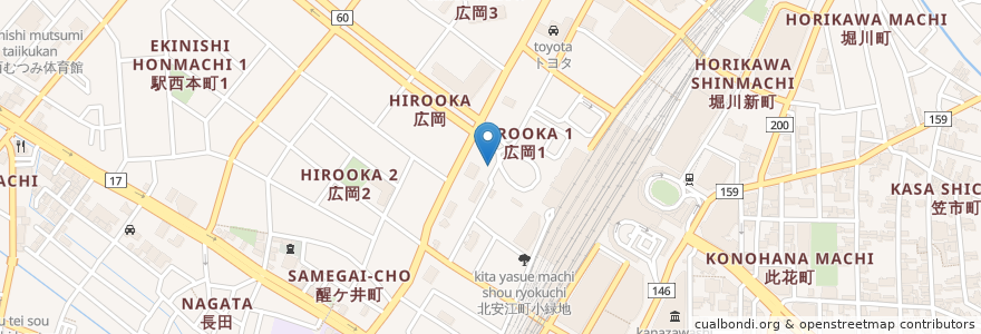 Mapa de ubicacion de 金沢駅西暫定自転車駐車場 en Jepun, 石川県, 金沢市.