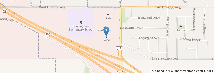 Mapa de ubicacion de Arco en Estados Unidos Da América, Califórnia, Stanislaus County, Turlock.
