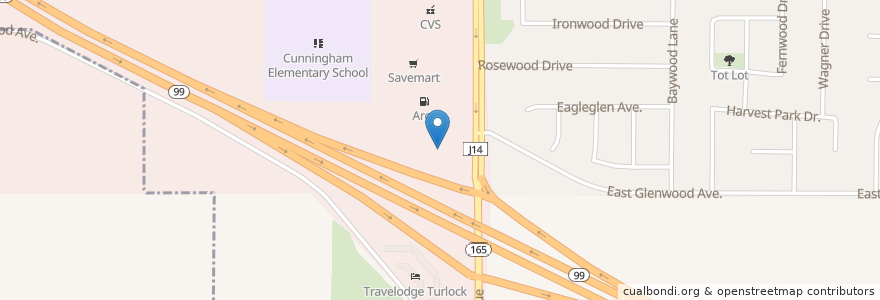 Mapa de ubicacion de Denny's en ایالات متحده آمریکا, کالیفرنیا, Stanislaus County, Turlock.