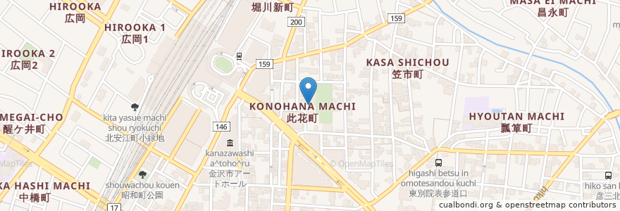 Mapa de ubicacion de 此花町公民館 en Japão, 石川県, 金沢市.