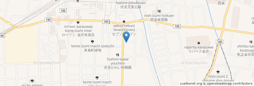 Mapa de ubicacion de 米泉公民館 en Japonya, 石川県, 金沢市.