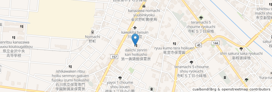Mapa de ubicacion de 野町公民館 en Japonya, 石川県, 金沢市.