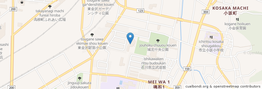Mapa de ubicacion de 城北児童会館 en Japonya, 石川県, 金沢市.