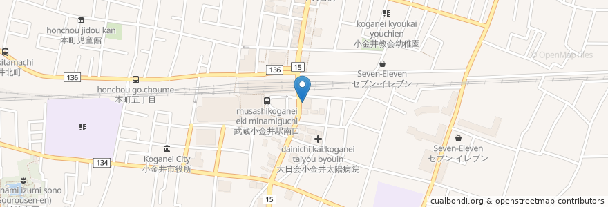 Mapa de ubicacion de 魚鮮水産 en Japonya, 東京都, 小金井市.