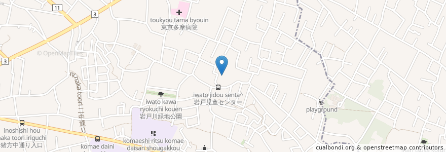 Mapa de ubicacion de 岩戸八幡神社 en 日本, 東京都, 狛江市.