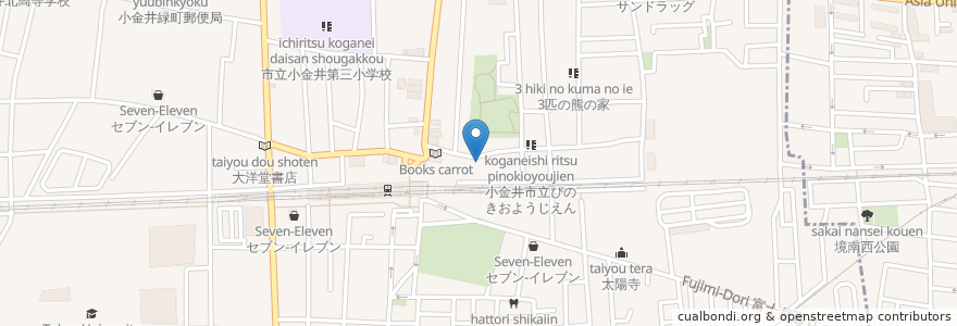 Mapa de ubicacion de 東北第8自転車駐車場 en Япония, Токио, Коганеи.