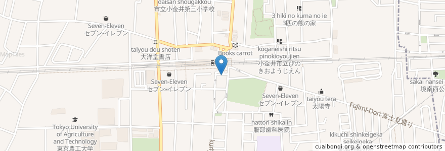 Mapa de ubicacion de タイムズ en Japonya, 東京都, 小金井市.