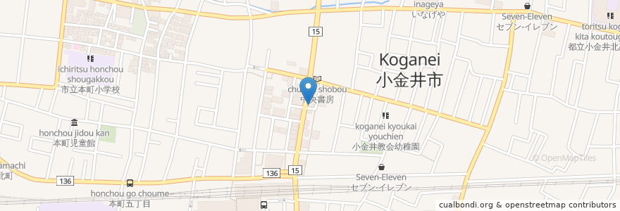 Mapa de ubicacion de 早稲田アカデミー en 日本, 東京都, 小金井市.
