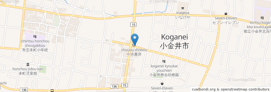 Mapa de ubicacion de 焼鳥竜の字 en 日本, 東京都, 小金井市.