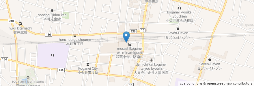 Mapa de ubicacion de マクドナルド en Giappone, Tokyo, 小金井市.
