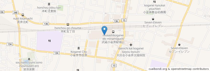 Mapa de ubicacion de 駐輪場 en 日本, 東京都, 小金井市.