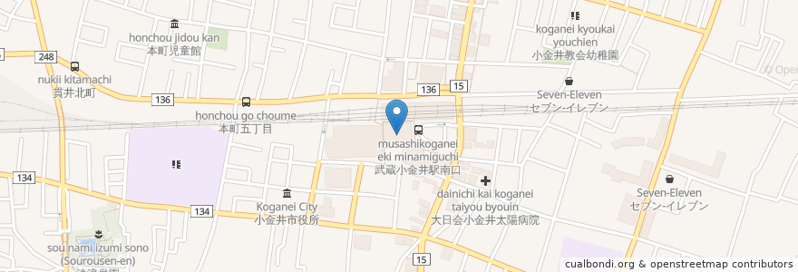 Mapa de ubicacion de 菜香園 en Giappone, Tokyo, 小金井市.