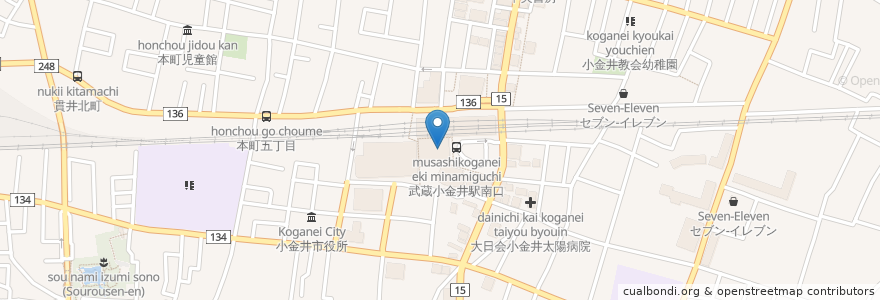 Mapa de ubicacion de 三菱東京UFJ銀行 en اليابان, 東京都, 小金井市.