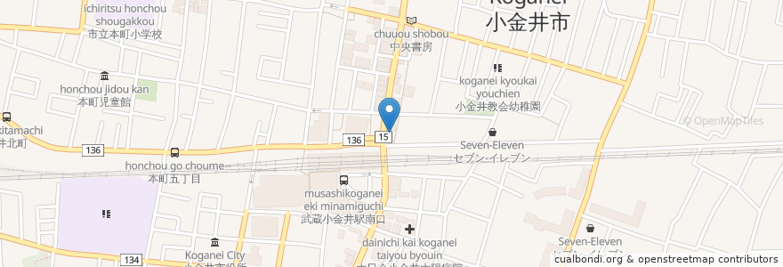 Mapa de ubicacion de 養老之瀧 en 日本, 东京都/東京都, 小金井市.