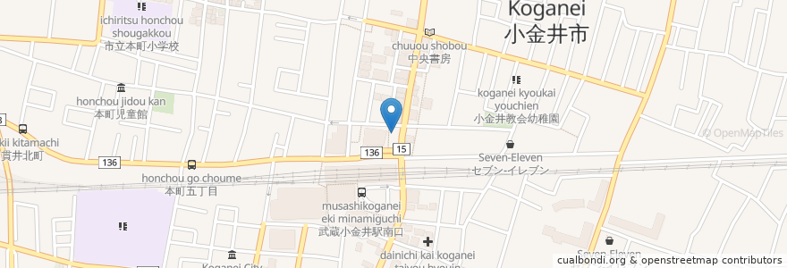 Mapa de ubicacion de 喫茶室たきざわ en Япония, Токио, Коганеи.