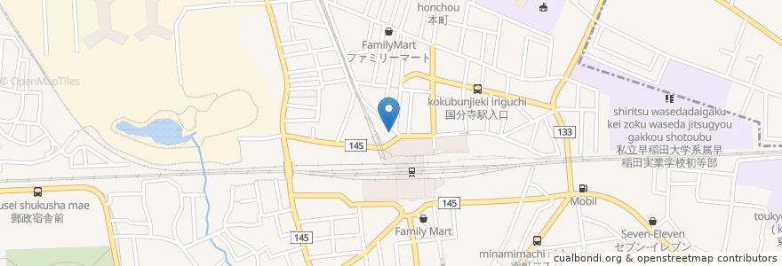 Mapa de ubicacion de 粉や 国分寺店 en Japonya, 東京都, 国分寺市.