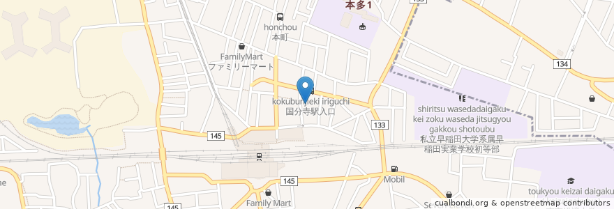 Mapa de ubicacion de デンズキッチン en Japan, Tokio, 国分寺市.