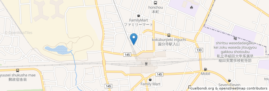 Mapa de ubicacion de 世界の山ちゃん en 日本, 東京都, 国分寺市.
