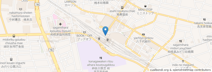Mapa de ubicacion de 待合室 en Japón, Prefectura De Kanagawa, 相模原市, 緑区.