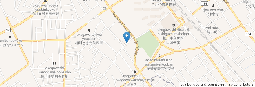 Mapa de ubicacion de エース薬局 若宮店 en Japão, 埼玉県, 桶川市.