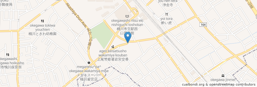 Mapa de ubicacion de 府川医院 en 日本, 埼玉県, 桶川市.