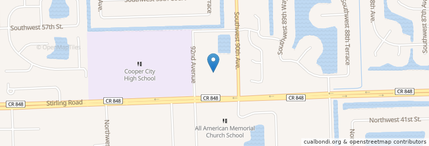 Mapa de ubicacion de Cooper City Church of God en Stati Uniti D'America, Florida, Broward County, Cooper City.