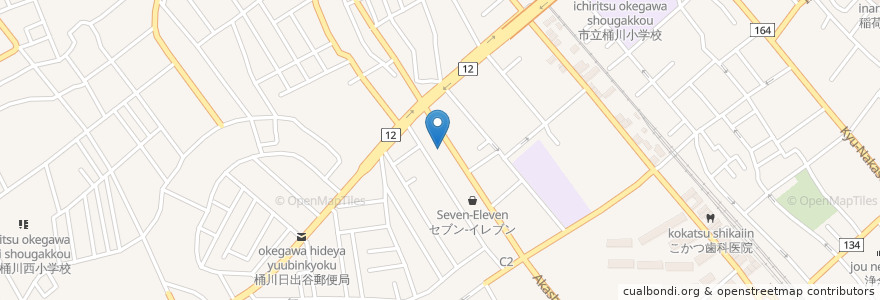 Mapa de ubicacion de 埼玉県信用金庫 桶川西口支店 en Japan, Saitama Prefecture, Okegawa.