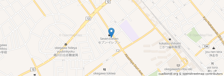 Mapa de ubicacion de 日本亭 桶川いずみ店 en Japan, Präfektur Saitama, 桶川市.