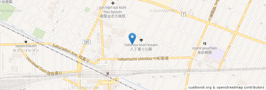Mapa de ubicacion de 八丁稲荷大明神 en Japon, Tokyo, 武蔵野市.