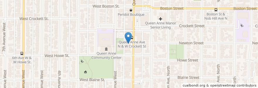 Mapa de ubicacion de Zeeks Pizza - Queen Anne en アメリカ合衆国, ワシントン州, King County, Seattle.