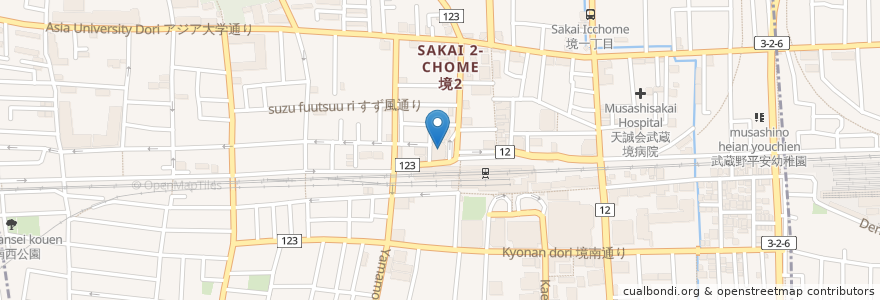 Mapa de ubicacion de ロイヤルホスト en 日本, 东京都/東京都, 武蔵野市.
