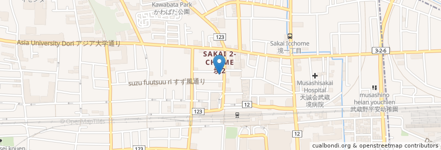 Mapa de ubicacion de 多摩信用金庫 en Japón, Tokio, Musashino.