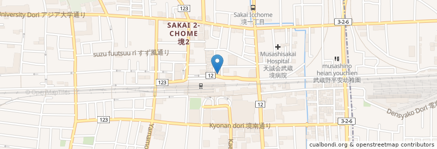 Mapa de ubicacion de 大庄水産 en 日本, 东京都/東京都, 武蔵野市.