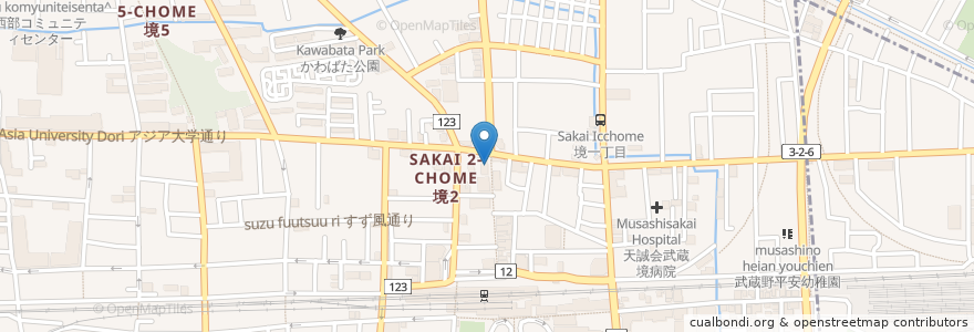 Mapa de ubicacion de オリジン弁当 en Japão, Tóquio, 武蔵野市.