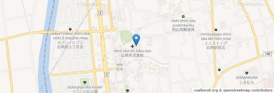 Mapa de ubicacion de コミュニティセンター en Japan, Saitama Prefecture, Shiraoka.