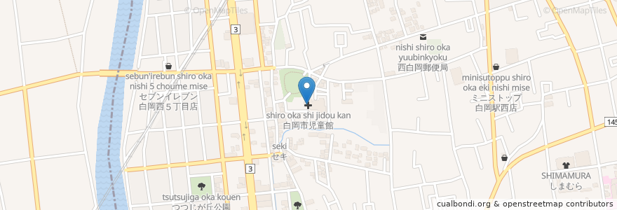 Mapa de ubicacion de 白岡市児童館 en Япония, Сайтама, 白岡市.